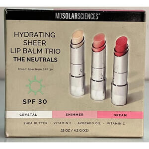 NEW MD Solar Sciences Hydrating Sheer Lip Balm Set of 3 Exp 3-27
